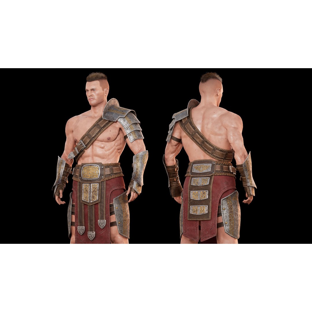 Fantasy Warrior 3D Model – Game Ready Low Poly Character, FBX - View 4