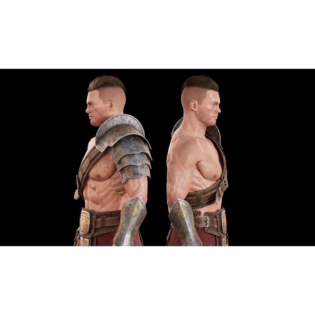 Fantasy Warrior 3D Model – Game Ready Low Poly Character, FBX - View 5