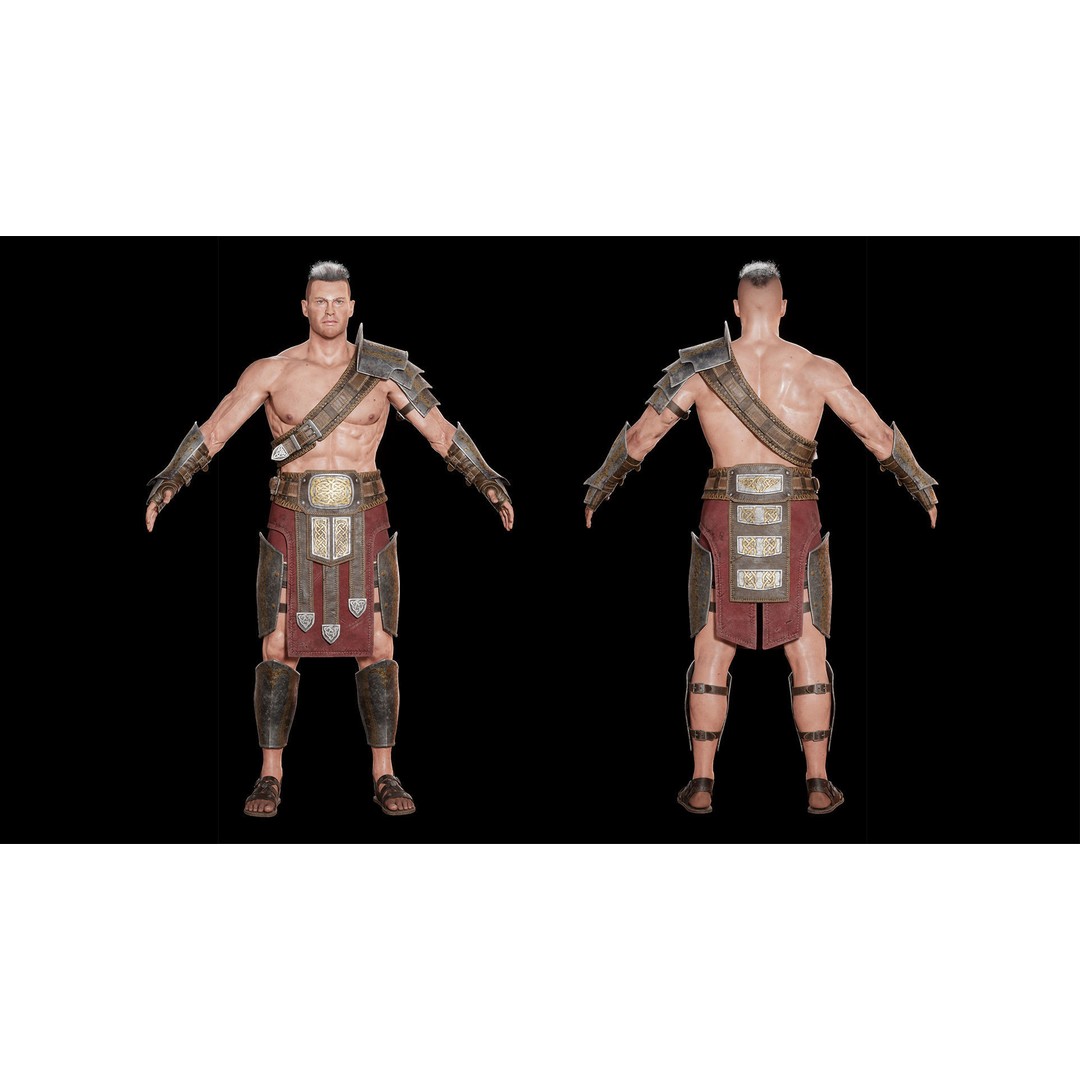 Fantasy Warrior 3D Model – Game Ready Low Poly Character, FBX - View 7