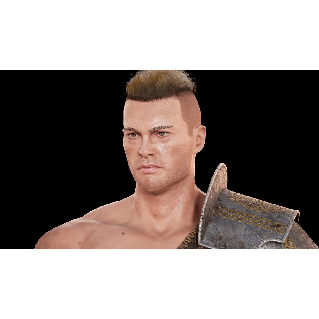 Fantasy Warrior 3D Model – Game Ready Low Poly Character, FBX - View 9