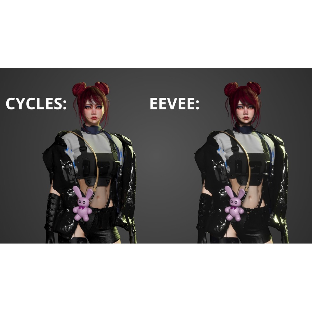 Cyber Girl 3D Model – Low Poly Game Ready Character, FBX, Blender - View 4