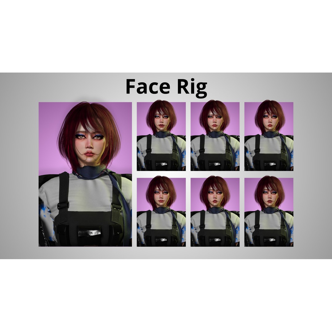 Cyber Girl 3D Model – Low Poly Game Ready Character, FBX, Blender - View 7