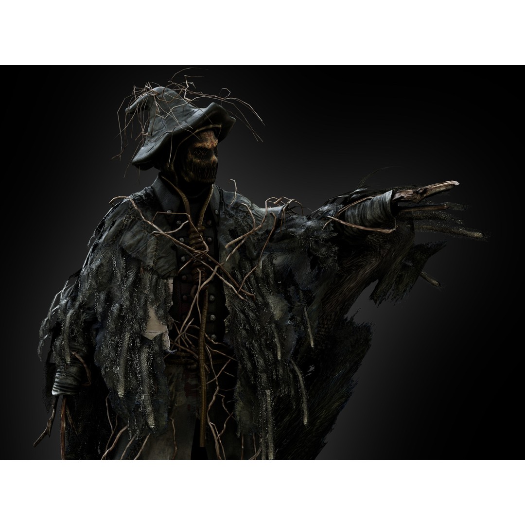 Scarecrow 3D Model – Low Poly Game Ready Character, FBX, OBJ - View 4