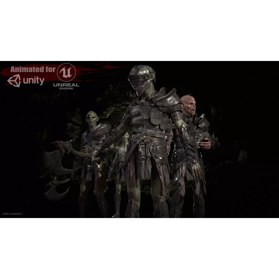 SkinnyOrc 3D Model – Low Poly Rigged Character with Animations - View 2