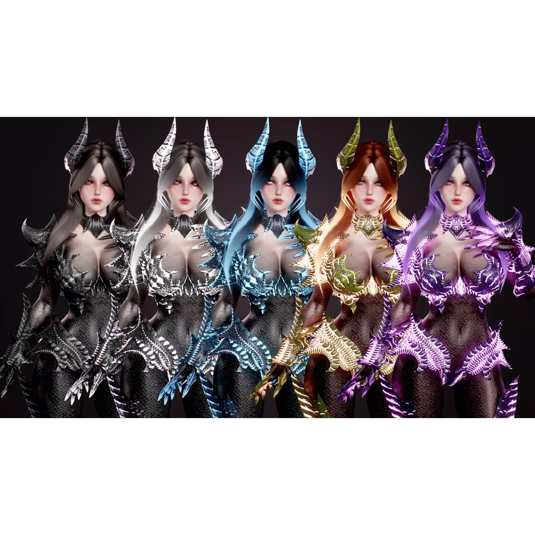 Dragon Girl Selaria 3D Model – Low Poly Rigged Character for Unreal Engine - View 12