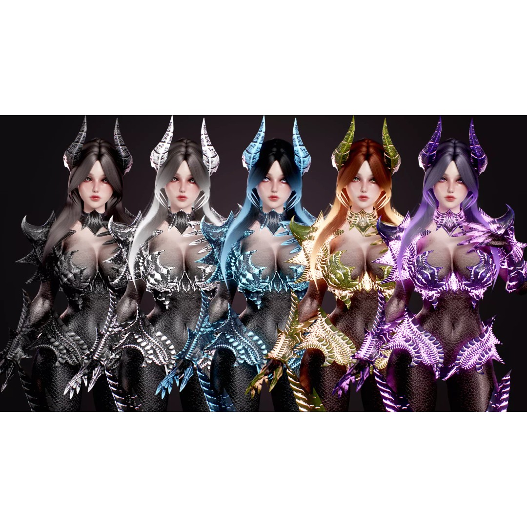 Dragon Girl Selaria 3D Model – Low Poly Rigged Character for Unreal Engine - View 13