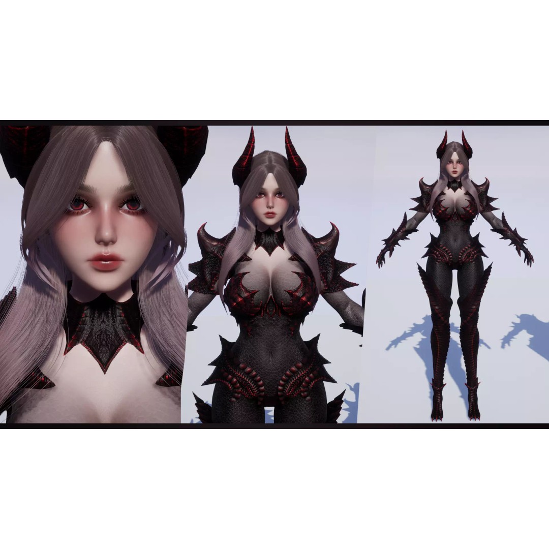 Dragon Girl Selaria 3D Model – Low Poly Rigged Character for Unreal Engine - View 20