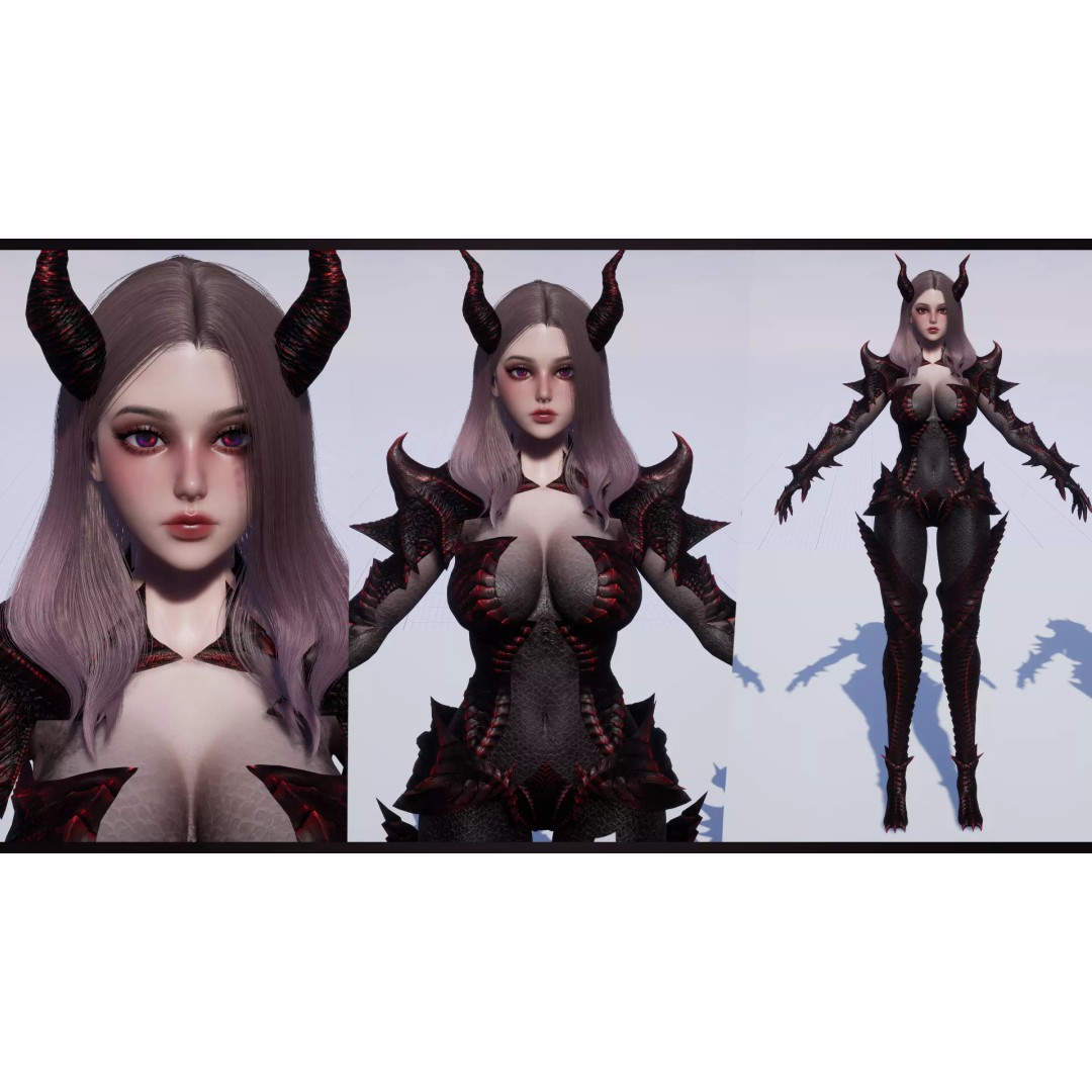 Dragon Girl Selaria 3D Model – Low Poly Rigged Character for Unreal Engine - View 21