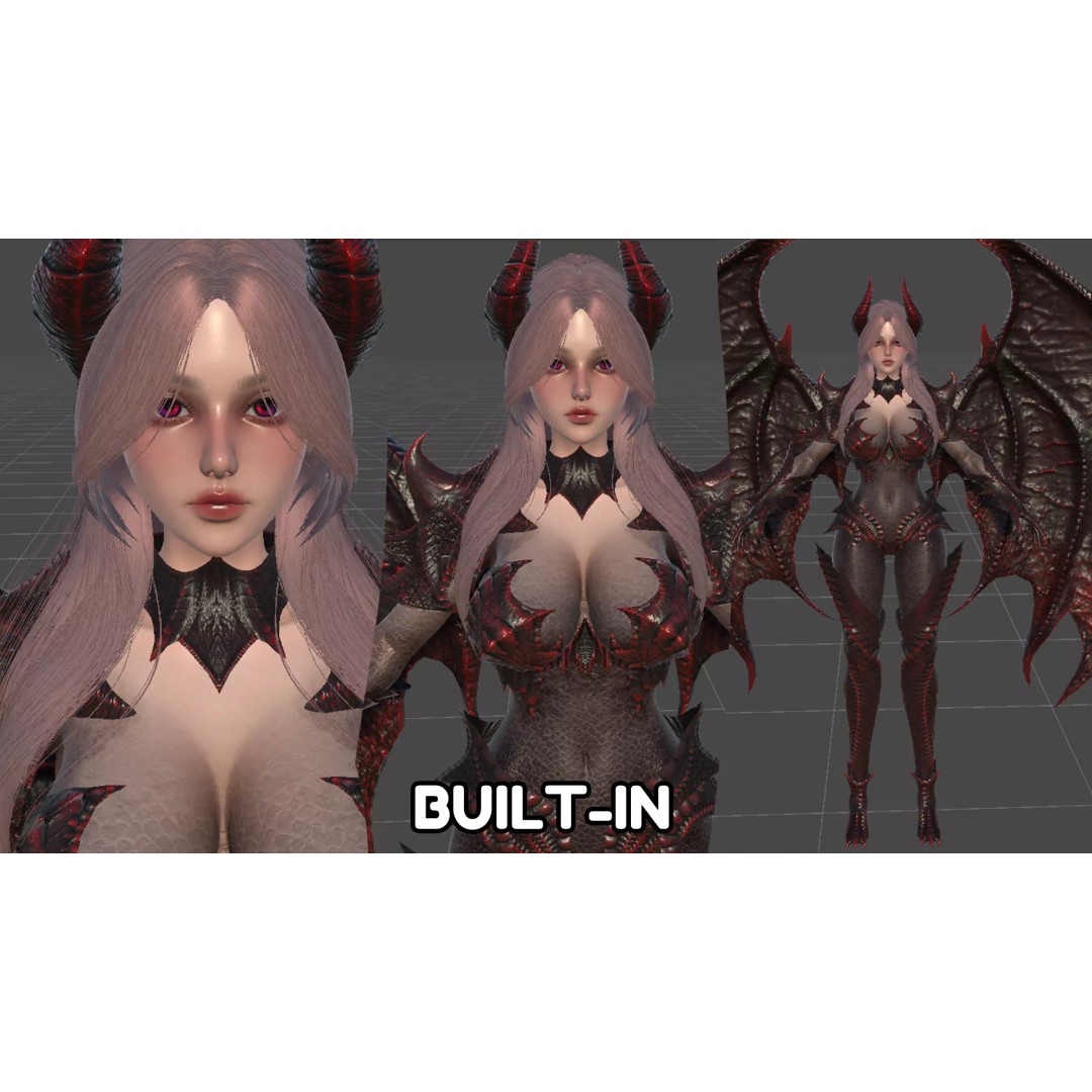 Dragon Girl Selaria 3D Model – Low Poly Rigged Character for Unreal Engine - View 28