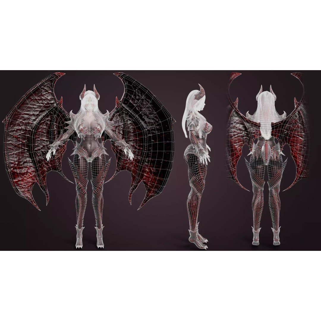Dragon Girl Selaria 3D Model – Low Poly Rigged Character for Unreal Engine - View 5