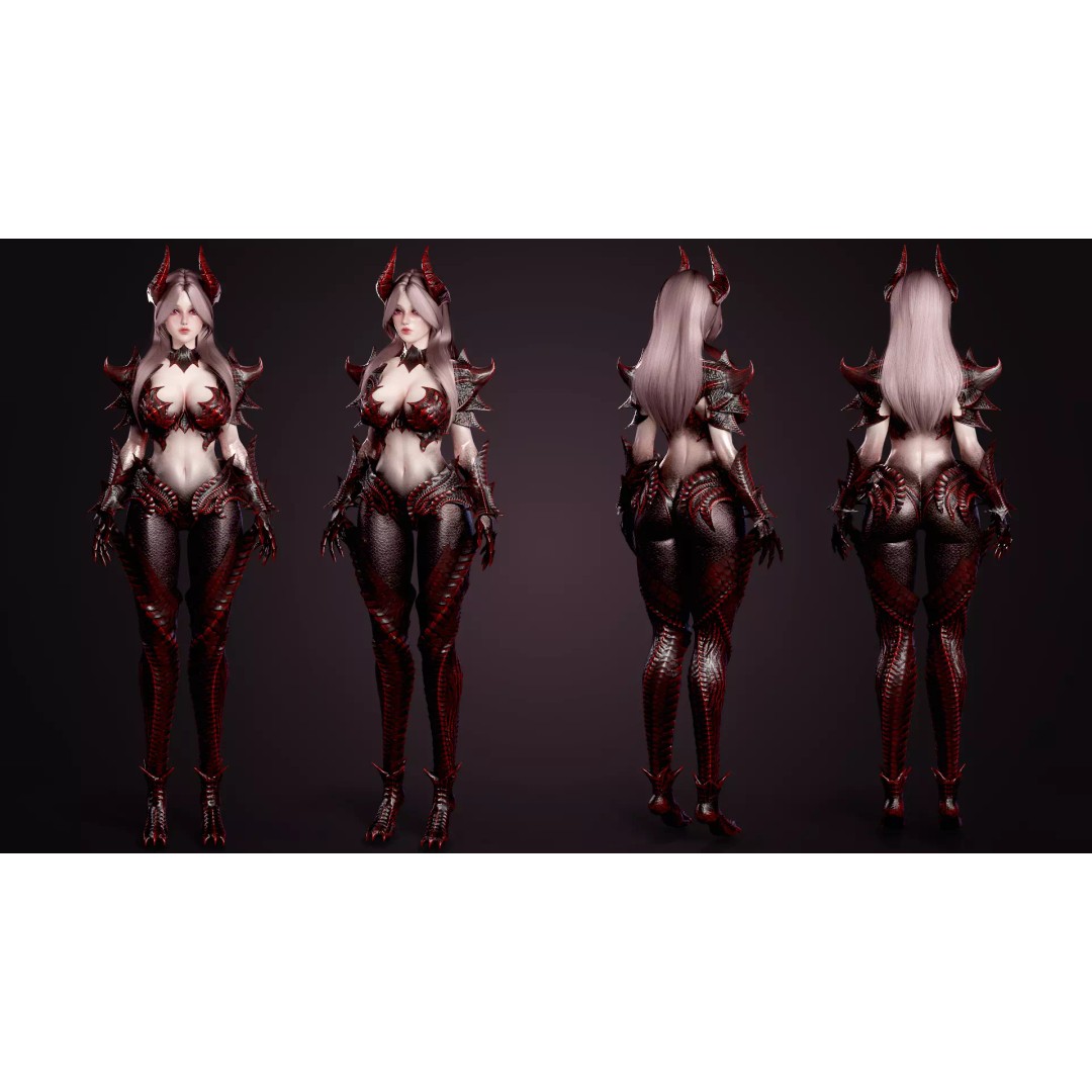 Dragon Girl Selaria 3D Model – Low Poly Rigged Character for Unreal Engine - View 6