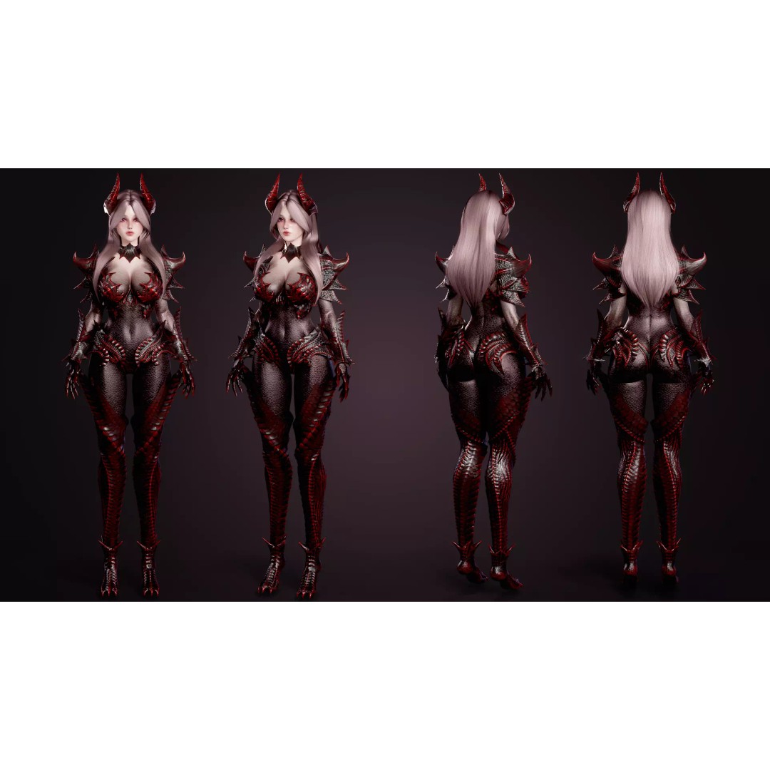 Dragon Girl Selaria 3D Model – Low Poly Rigged Character for Unreal Engine - View 7