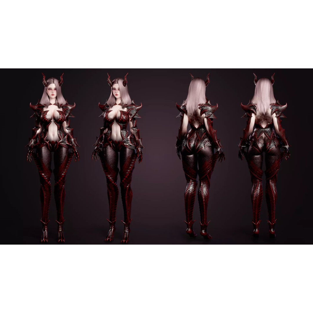 Dragon Girl Selaria 3D Model – Low Poly Rigged Character for Unreal Engine - View 8