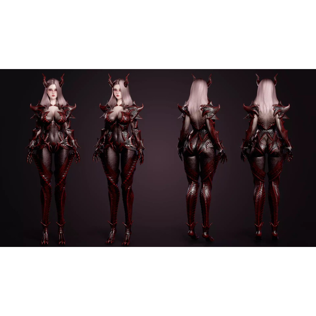 Dragon Girl Selaria 3D Model – Low Poly Rigged Character for Unreal Engine - View 9