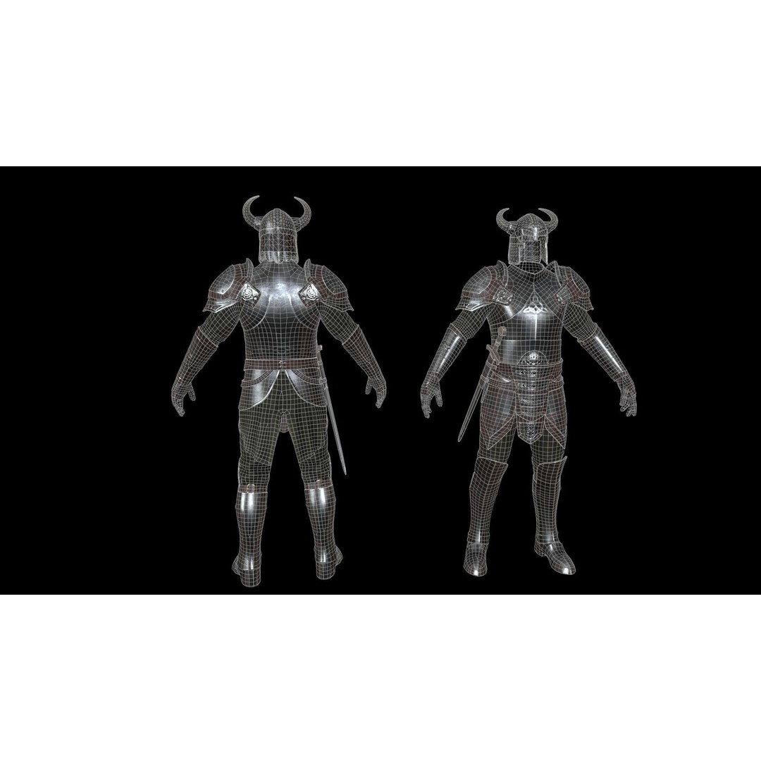 Medieval Armor 3D Model – Low Poly Game Asset, PBR Textures
