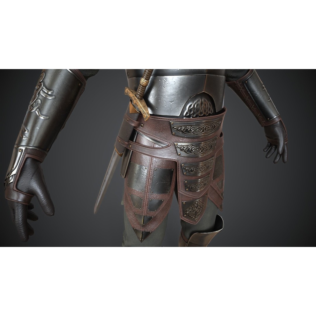 Medieval Armor 3D Model – Low Poly Game Asset, PBR Textures - View 13