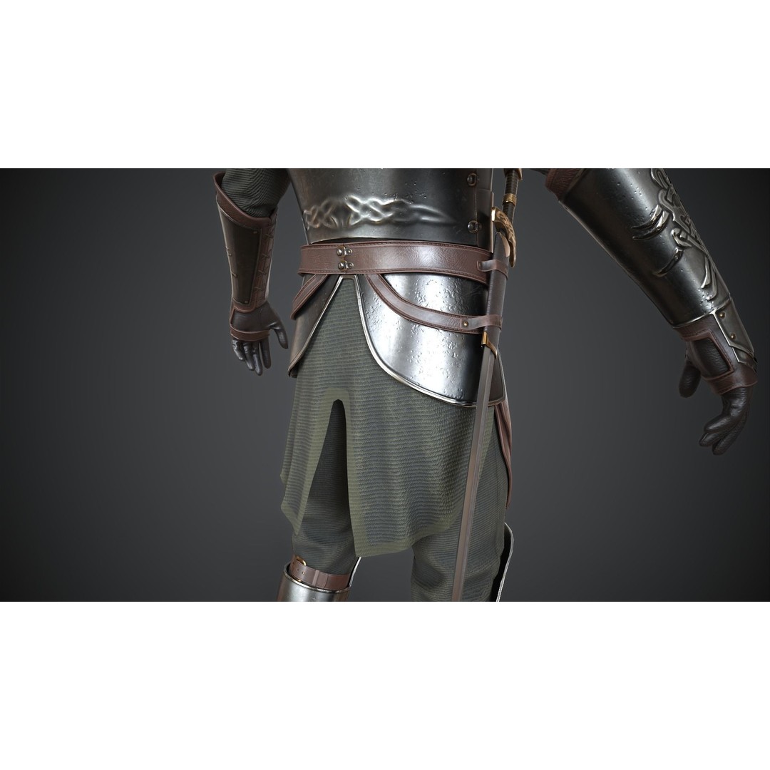 Medieval Armor 3D Model – Low Poly Game Asset, PBR Textures - View 14