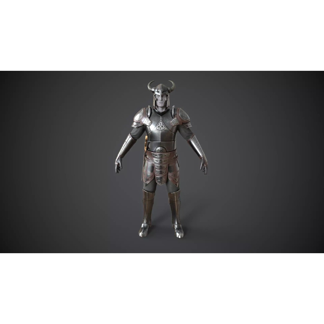 Medieval Armor 3D Model – Low Poly Game Asset, PBR Textures - View 2