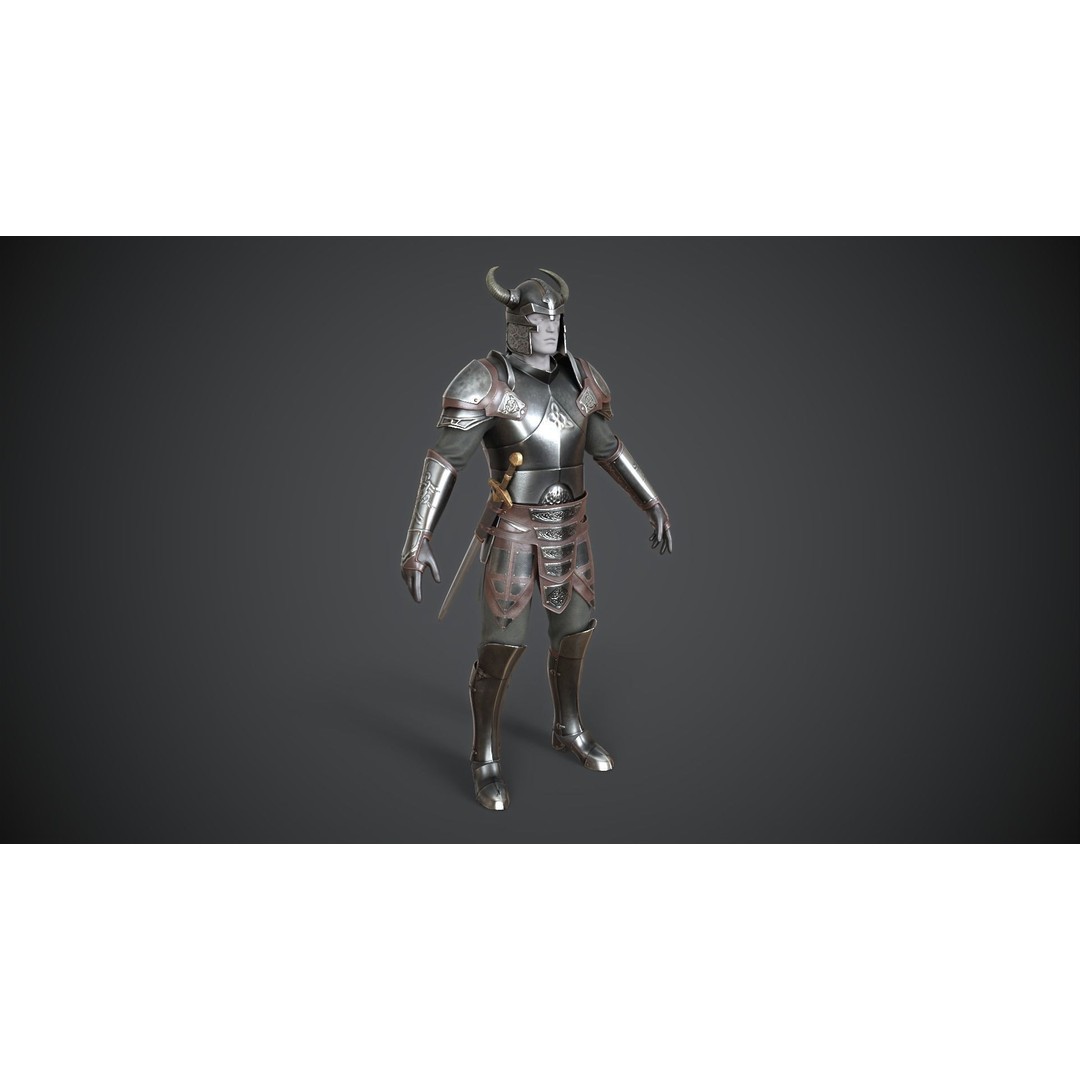 Medieval Armor 3D Model – Low Poly Game Asset, PBR Textures - View 3