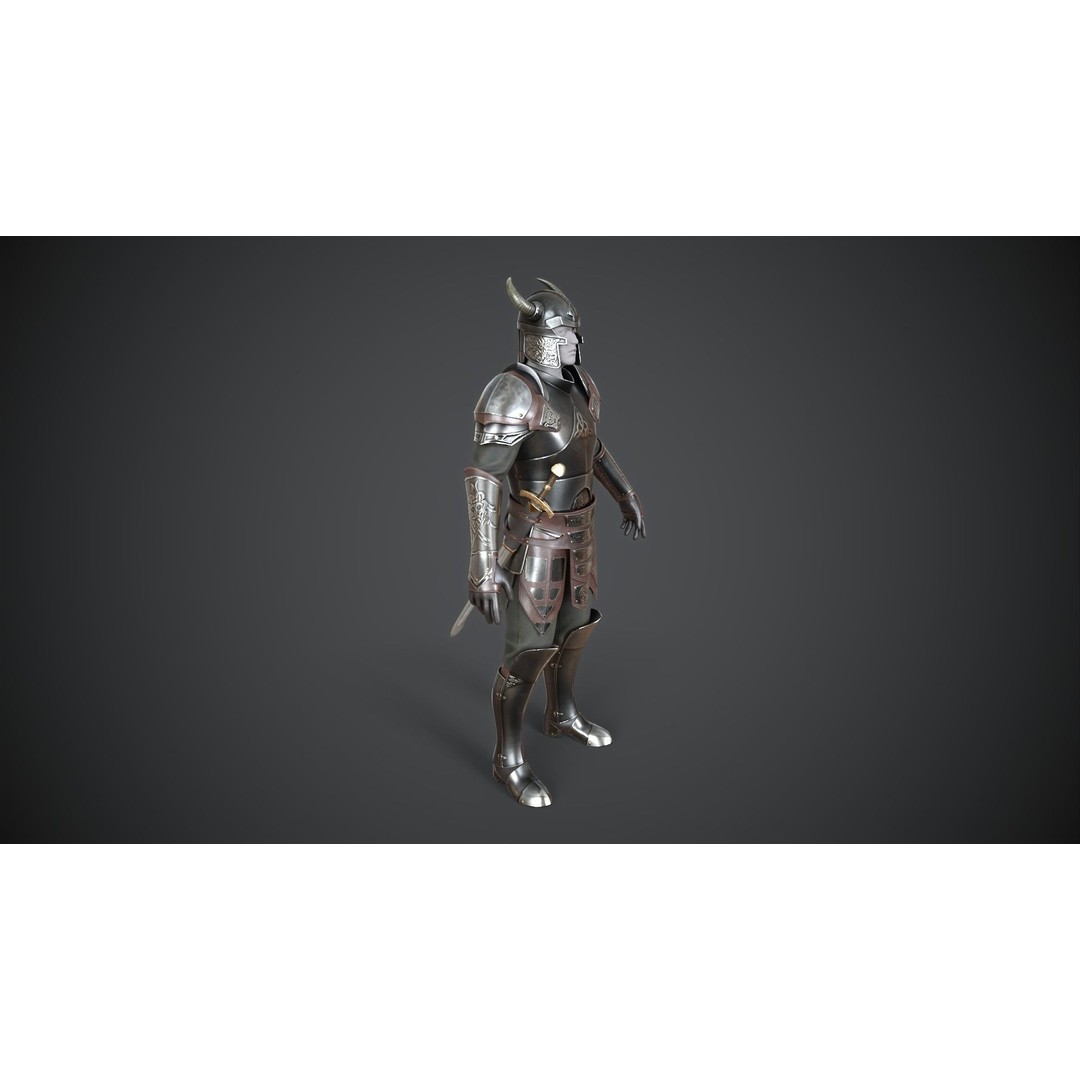 Medieval Armor 3D Model – Low Poly Game Asset, PBR Textures - View 4