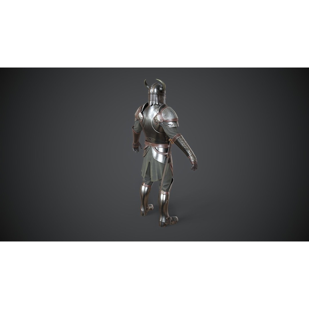 Medieval Armor 3D Model – Low Poly Game Asset, PBR Textures - View 6