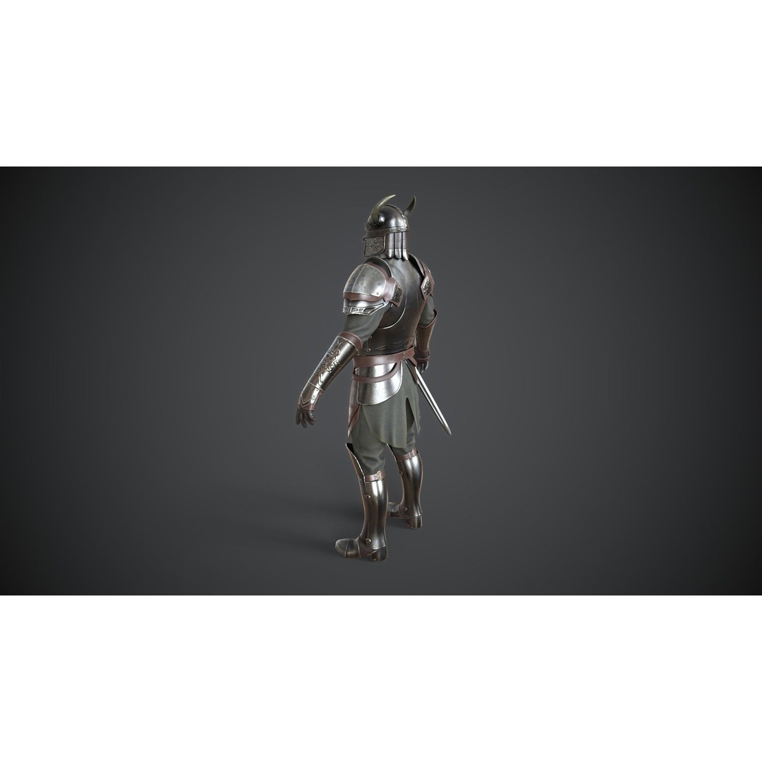Medieval Armor 3D Model – Low Poly Game Asset, PBR Textures - View 8