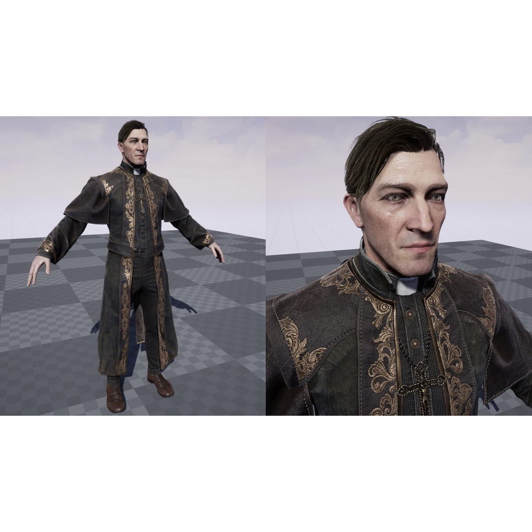Vampire Priest 3D Model – Low Poly Game-Ready Character, FBX - View 10