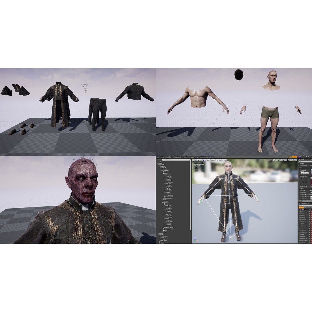 Vampire Priest 3D Model – Low Poly Game-Ready Character, FBX - View 11