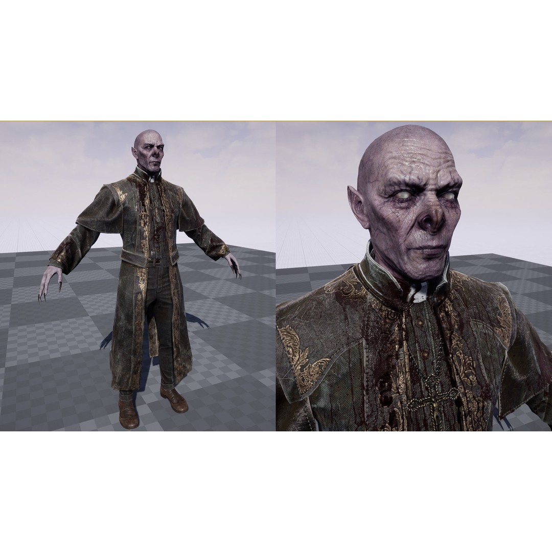 Vampire Priest 3D Model – Low Poly Game-Ready Character, FBX - View 12