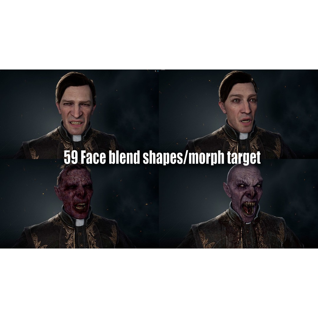 Vampire Priest 3D Model – Low Poly Game-Ready Character, FBX - View 13