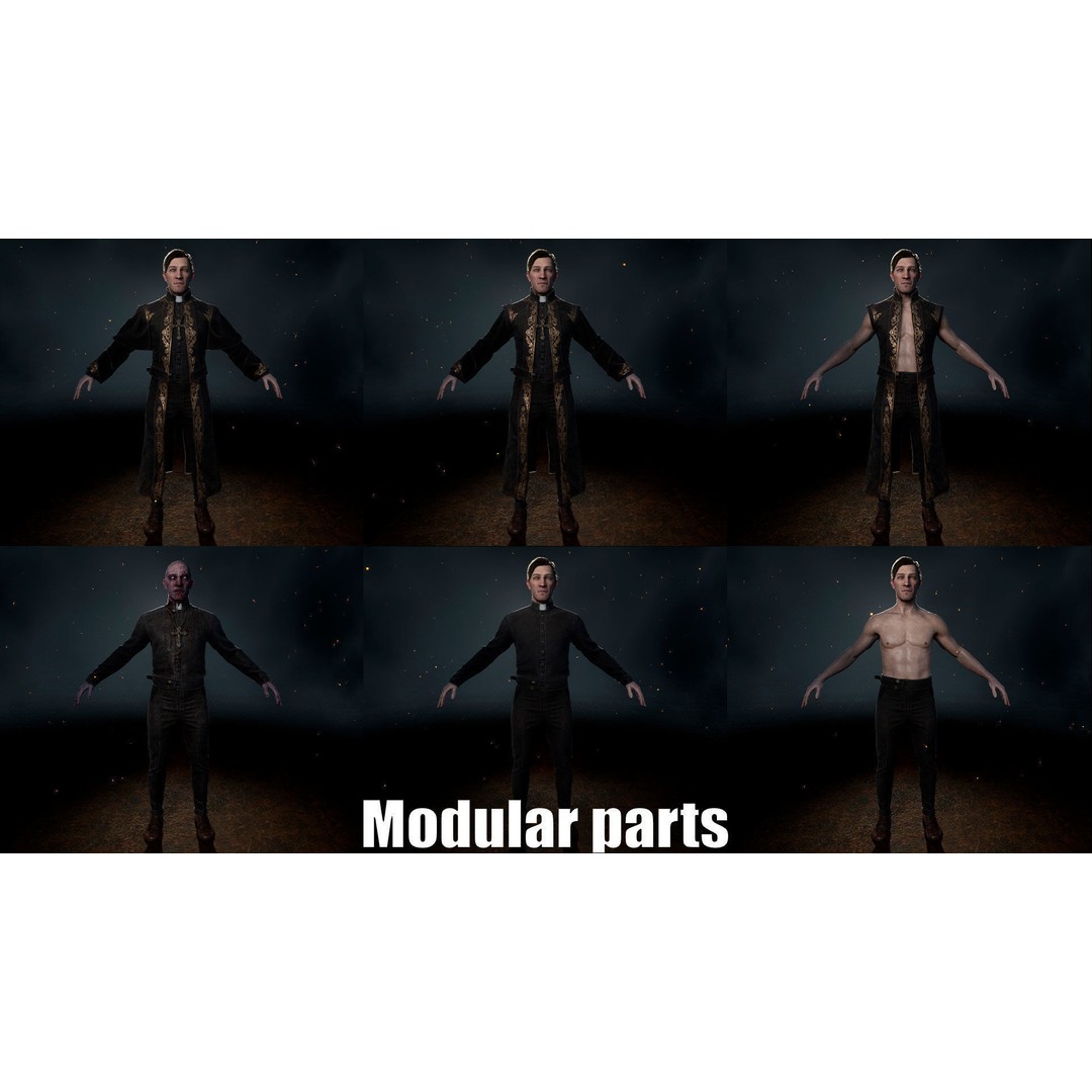 Vampire Priest 3D Model – Low Poly Game-Ready Character, FBX - View 17
