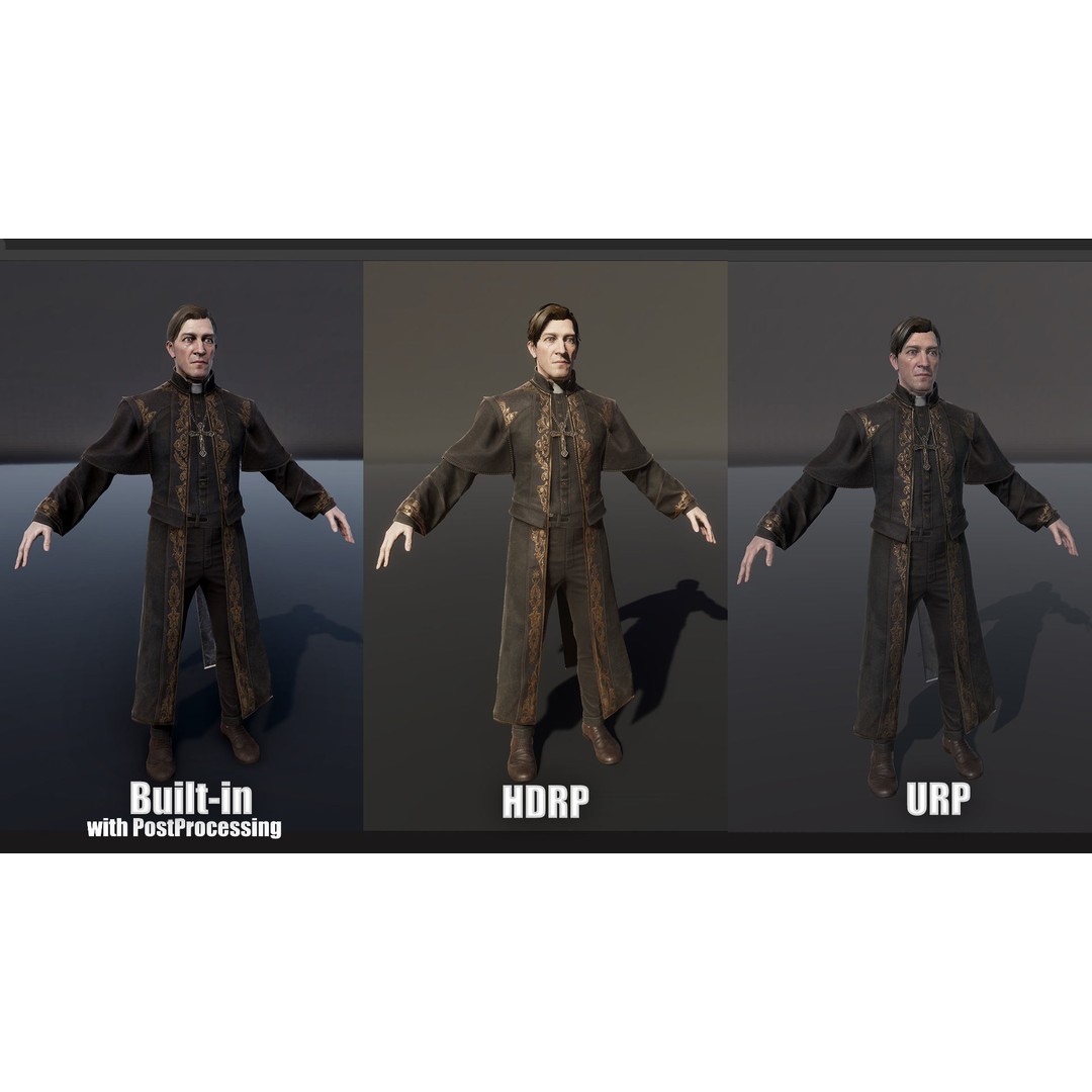Vampire Priest 3D Model – Low Poly Game-Ready Character, FBX - View 18