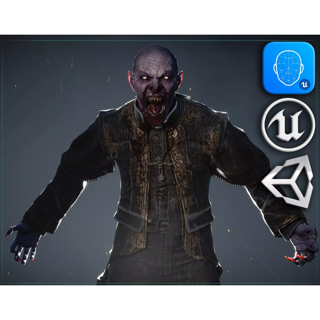 Vampire Priest 3D Model – Low Poly Game-Ready Character, FBX - View 2