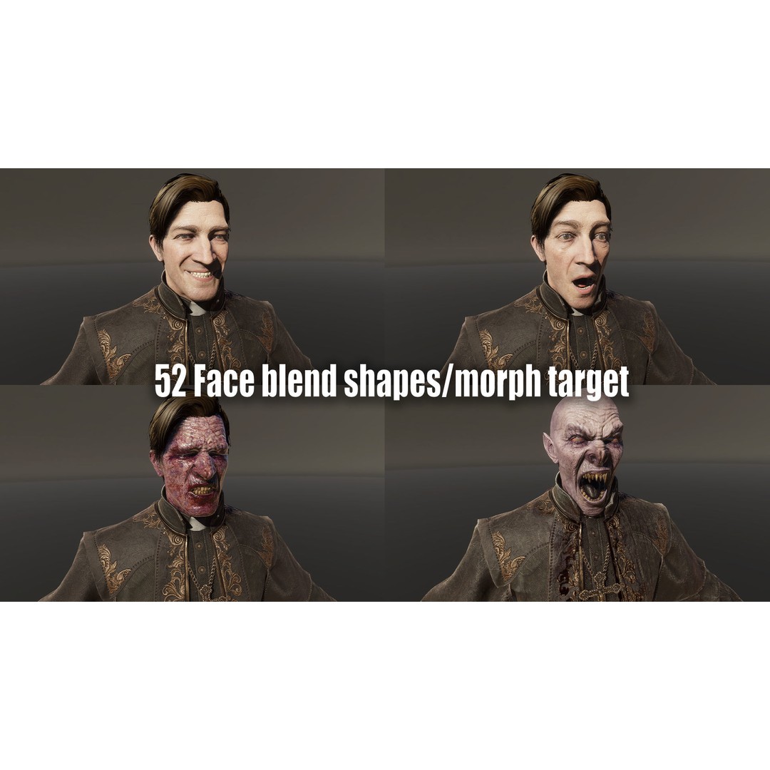 Vampire Priest 3D Model – Low Poly Game-Ready Character, FBX - View 22