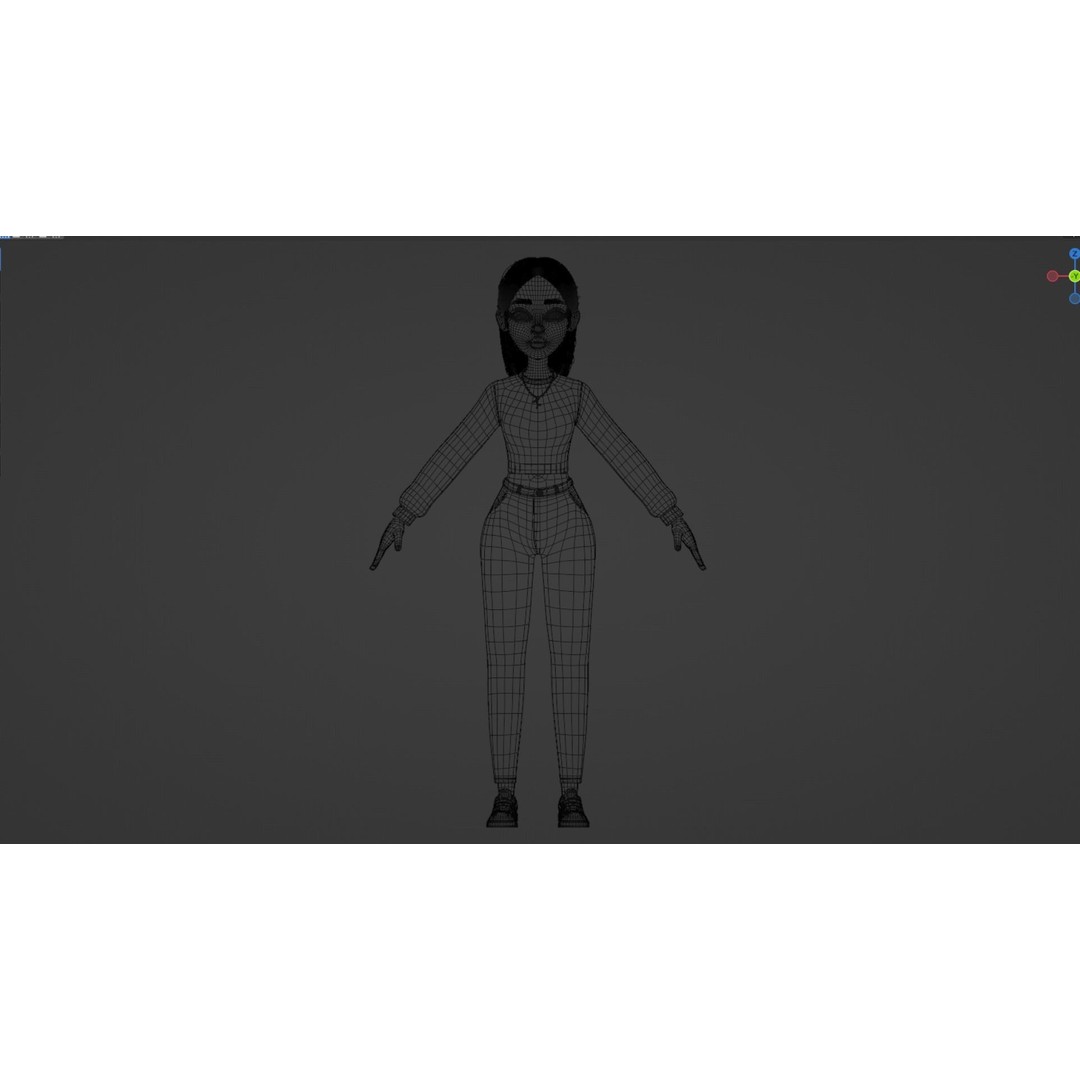 Cartoon Black Woman Teen 3D Model – Rigged Character for Blender, FBX, OBJ - View 17