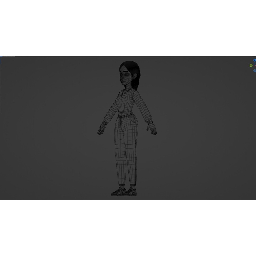 Cartoon Black Woman Teen 3D Model – Rigged Character for Blender, FBX, OBJ - View 18