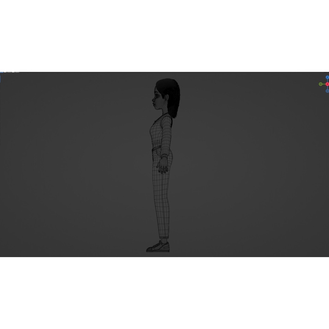 Cartoon Black Woman Teen 3D Model – Rigged Character for Blender, FBX, OBJ - View 19