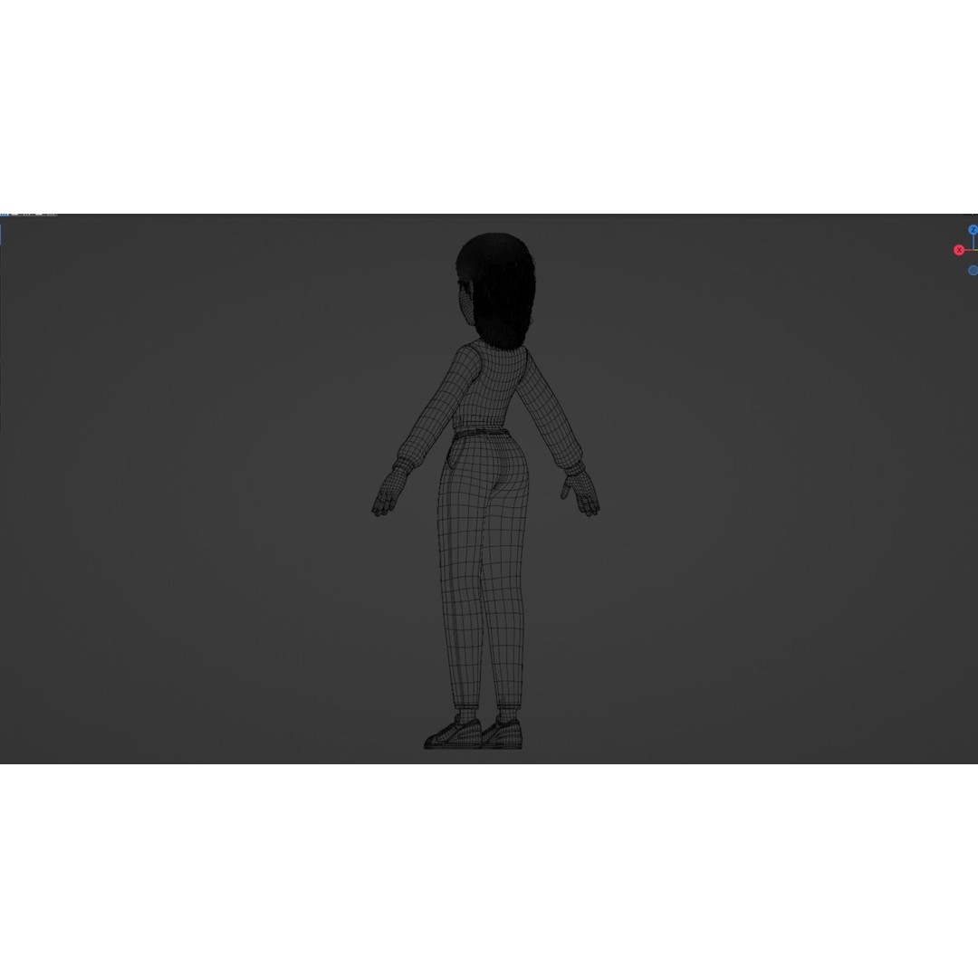 Cartoon Black Woman Teen 3D Model – Rigged Character for Blender, FBX, OBJ - View 20