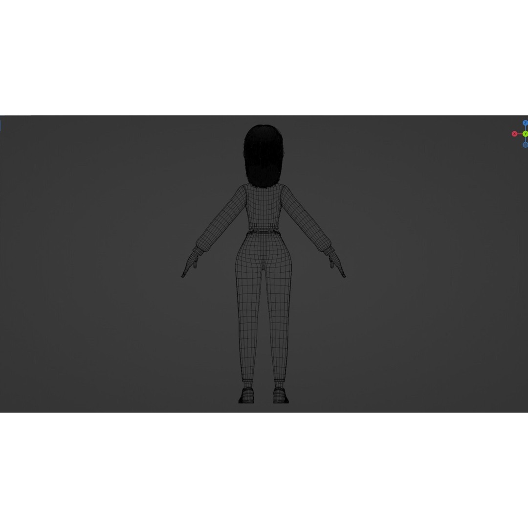 Cartoon Black Woman Teen 3D Model – Rigged Character for Blender, FBX, OBJ - View 21