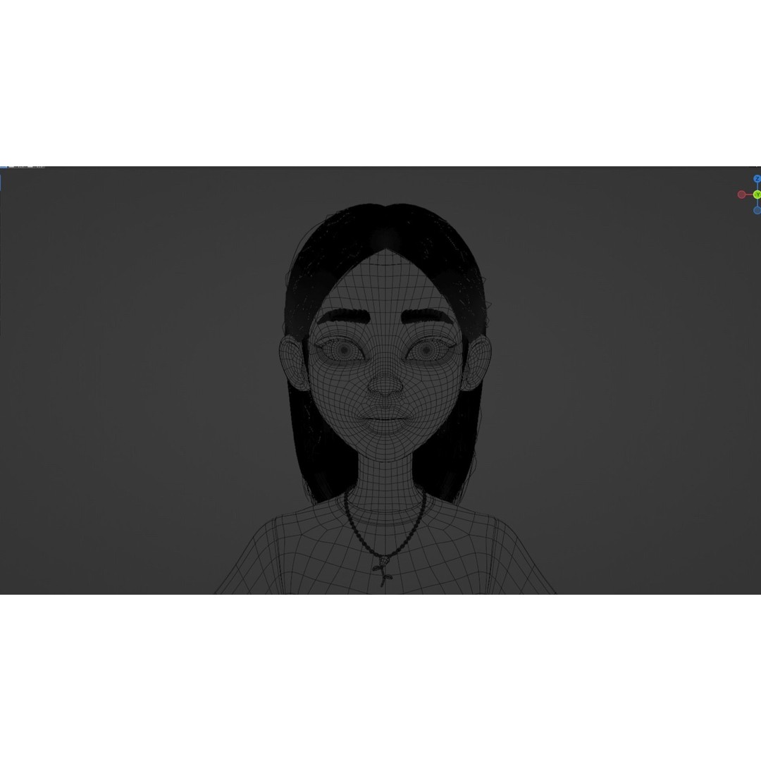 Cartoon Black Woman Teen 3D Model – Rigged Character for Blender, FBX, OBJ - View 22