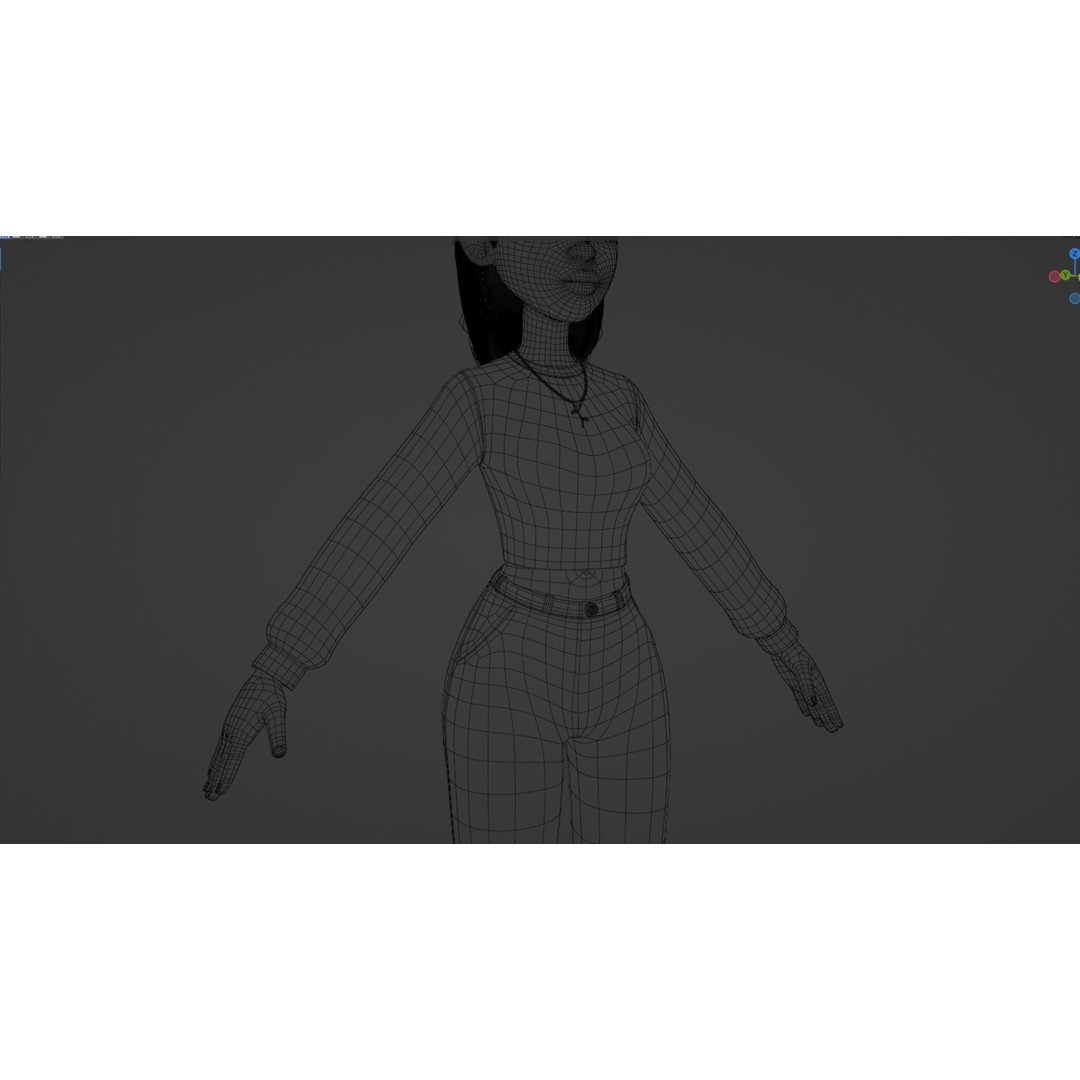 Cartoon Black Woman Teen 3D Model – Rigged Character for Blender, FBX, OBJ - View 23