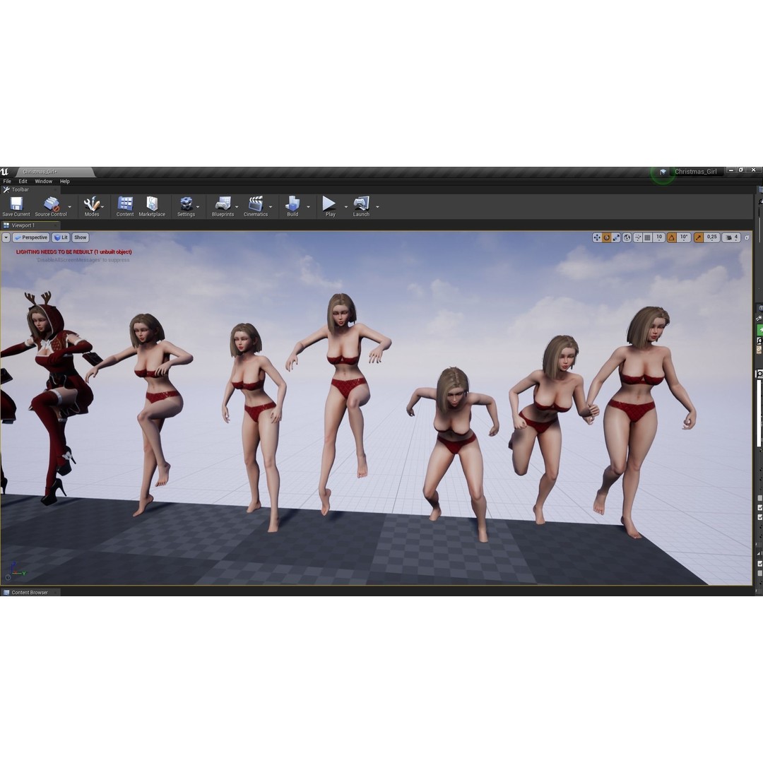 Christmas Girl 3D Model – Low Poly Rigged Character with PBR Textures - View 13