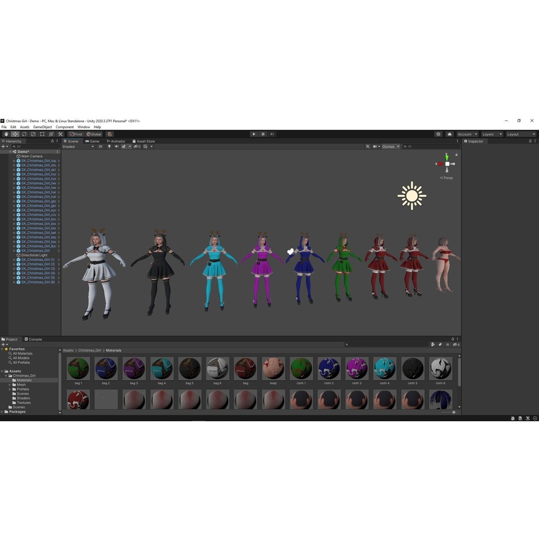 Christmas Girl 3D Model – Low Poly Rigged Character with PBR Textures - View 15