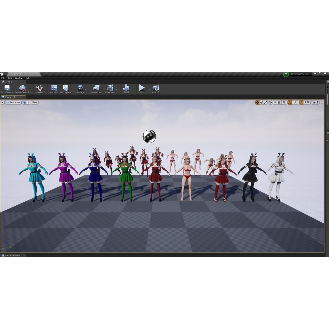 Christmas Girl 3D Model – Low Poly Rigged Character with PBR Textures - View 8