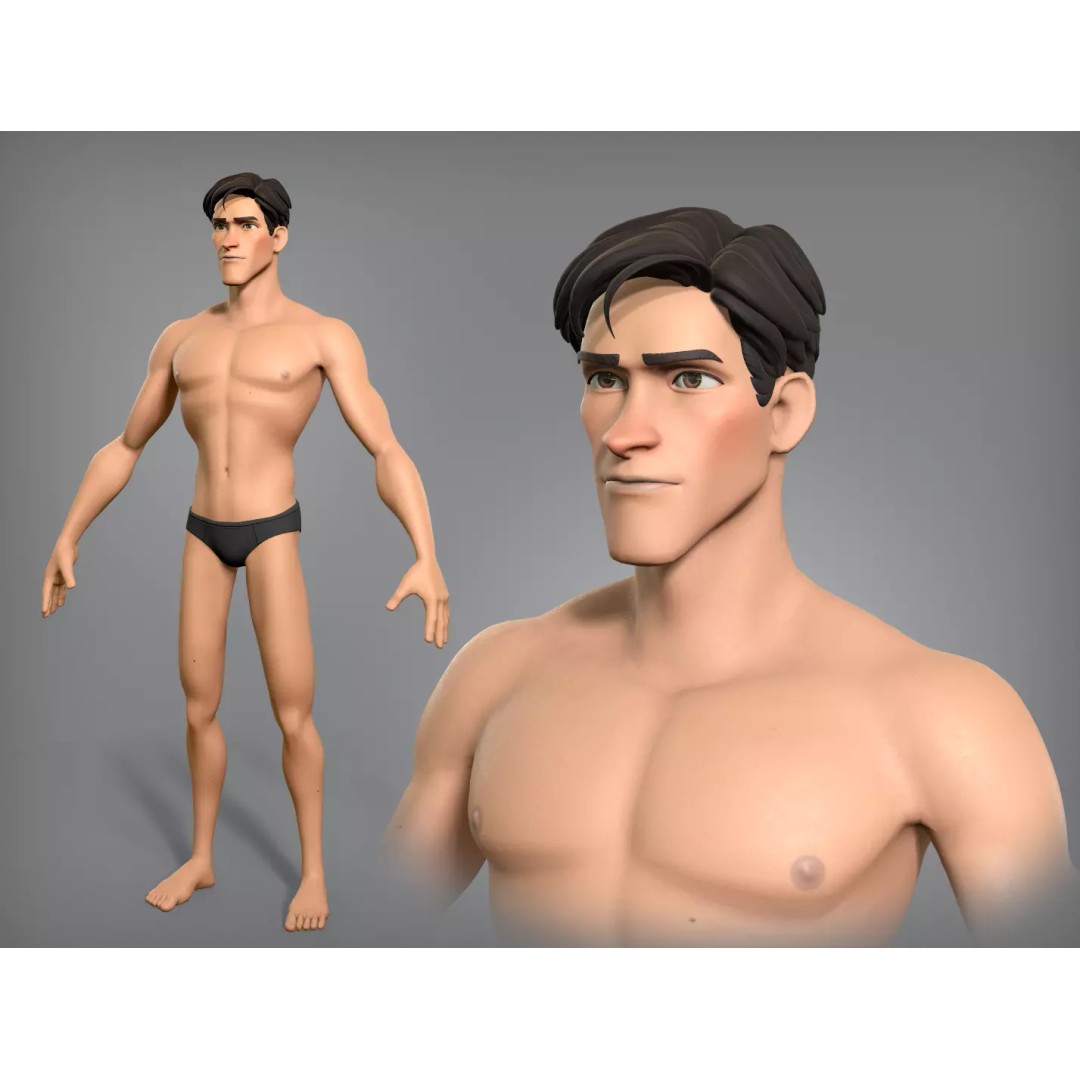 Cartoon Male Character Scott 3D Model – Low Poly Game Asset, FBX, OBJ - View 2