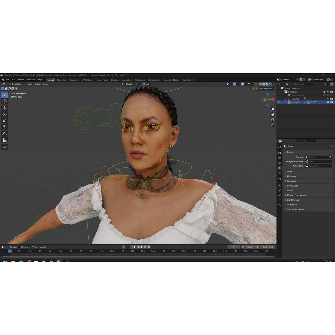 Medieval Steampunk Woman 3D Model – Low Poly Rigged Character, FBX - View 14