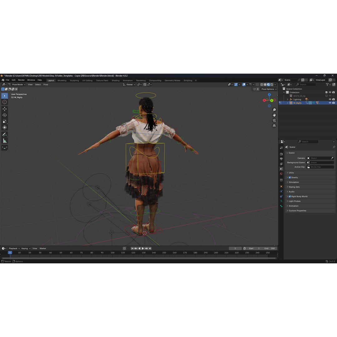 Medieval Steampunk Woman 3D Model – Low Poly Rigged Character, FBX - View 16