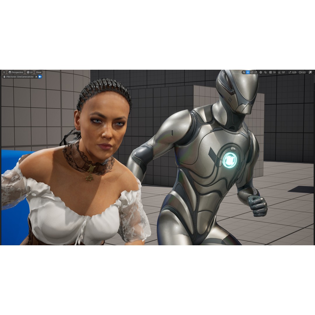 Medieval Steampunk Woman 3D Model – Low Poly Rigged Character, FBX - View 22