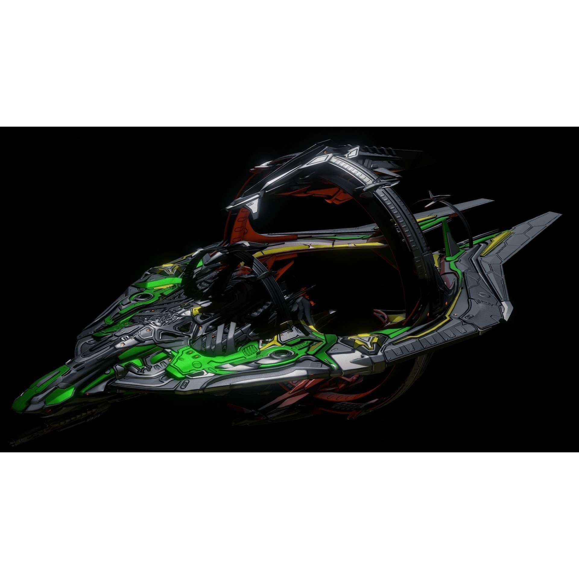 Warp Spaceship - Game-Ready 3D Model - View 4