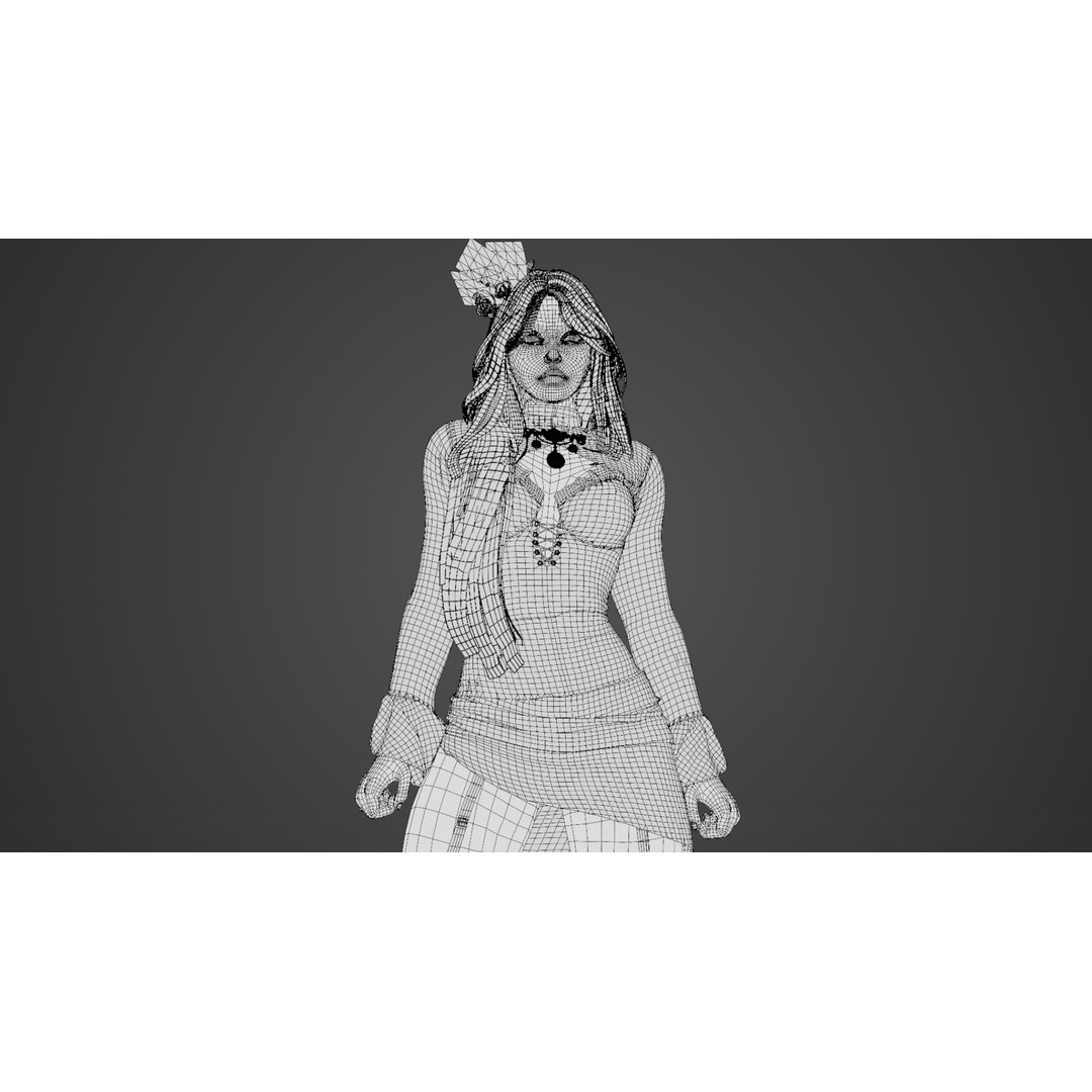 Gothic Vampire Girl 3D Model – Low Poly Rigged Character, FBX - View 12